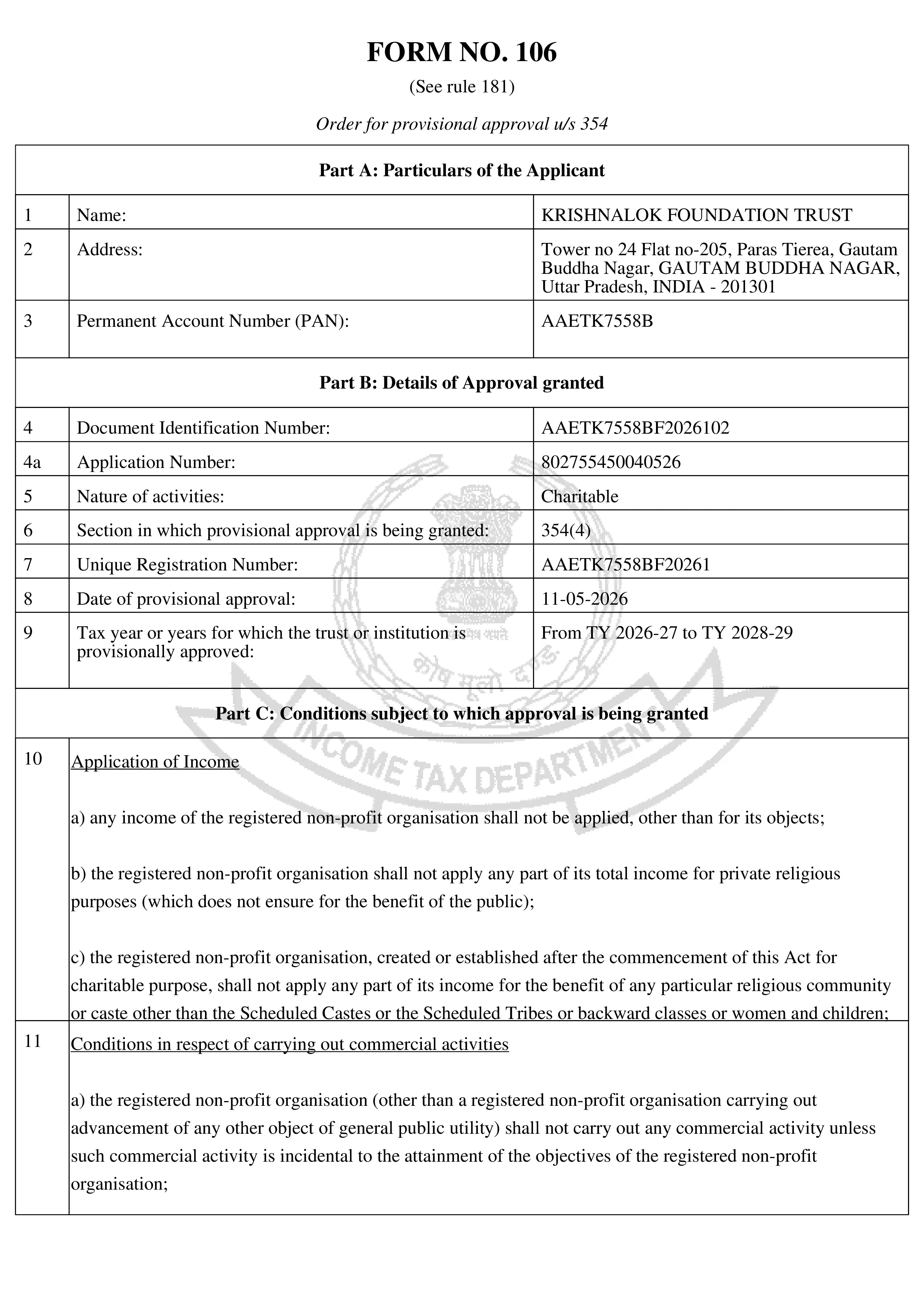 80G Registered Certificate